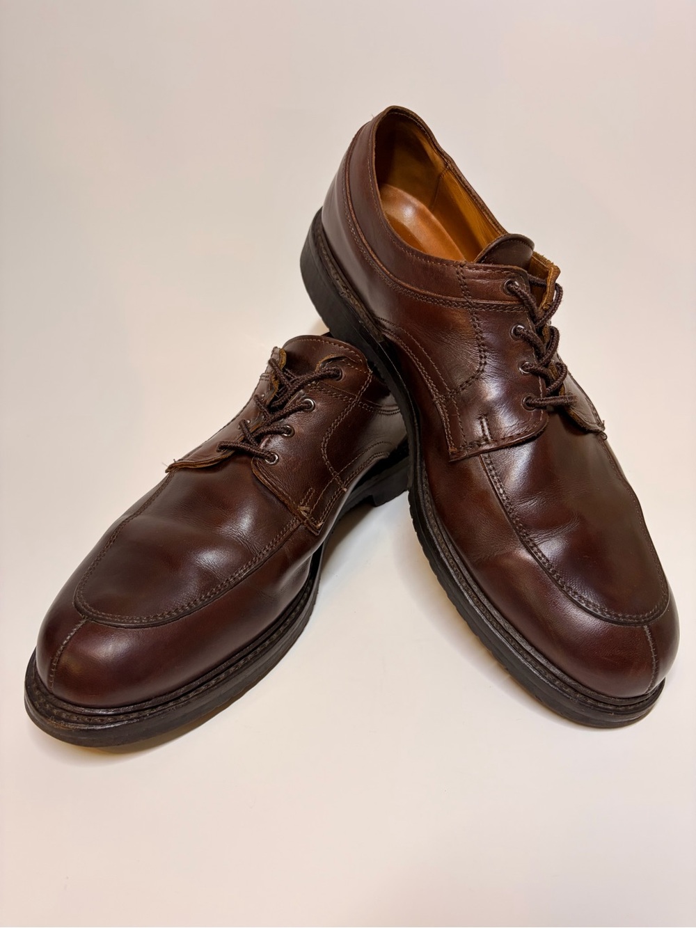 Allen Edmonds Stockbridge 13 AA Brown Leather Split Toe Derby Vibram Sole USA